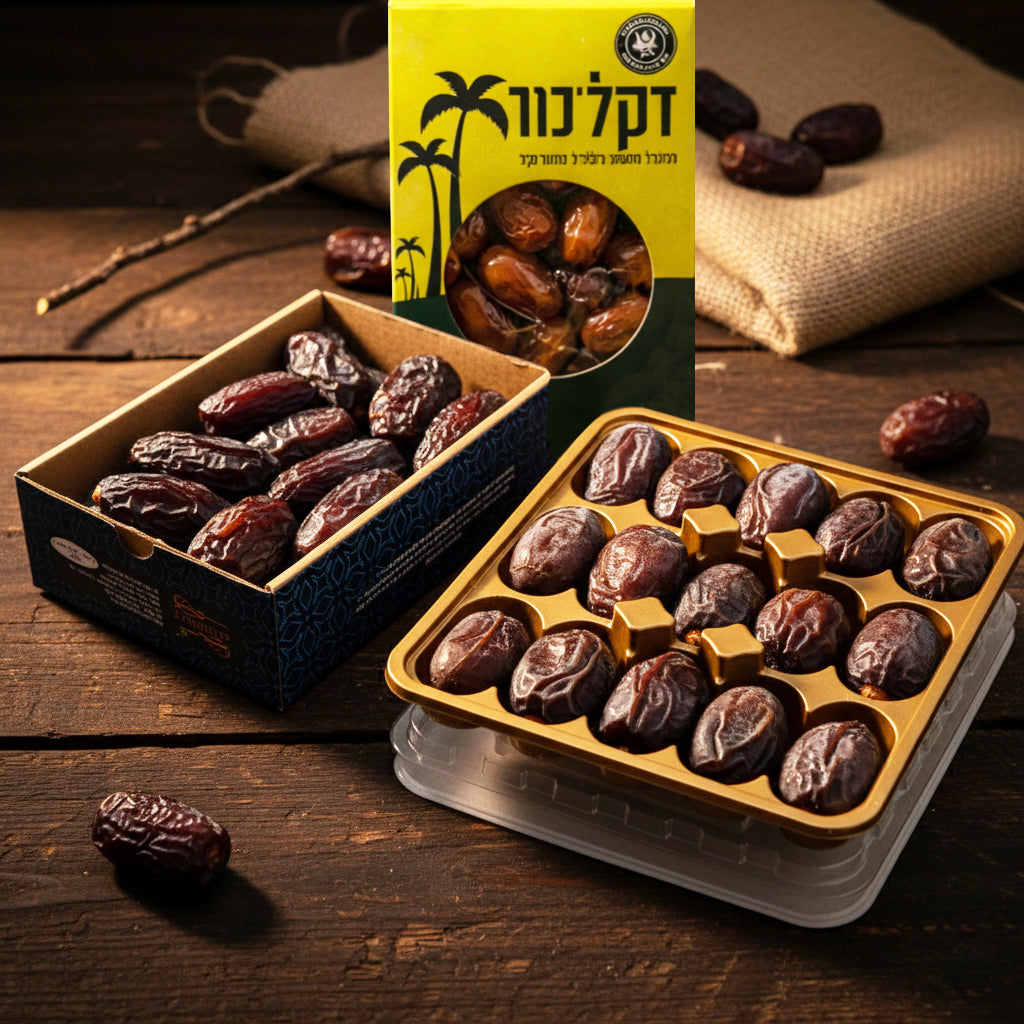 טריפל איכותי - תמר בונבון חצי קילו + תמר מג'הול 1 קילו + דקל נור 400 גרם